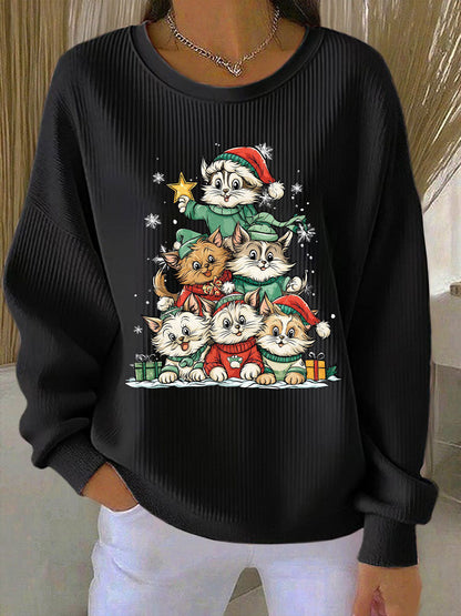Sweat-shirt décontracté imprimé de Noël pour femmes
