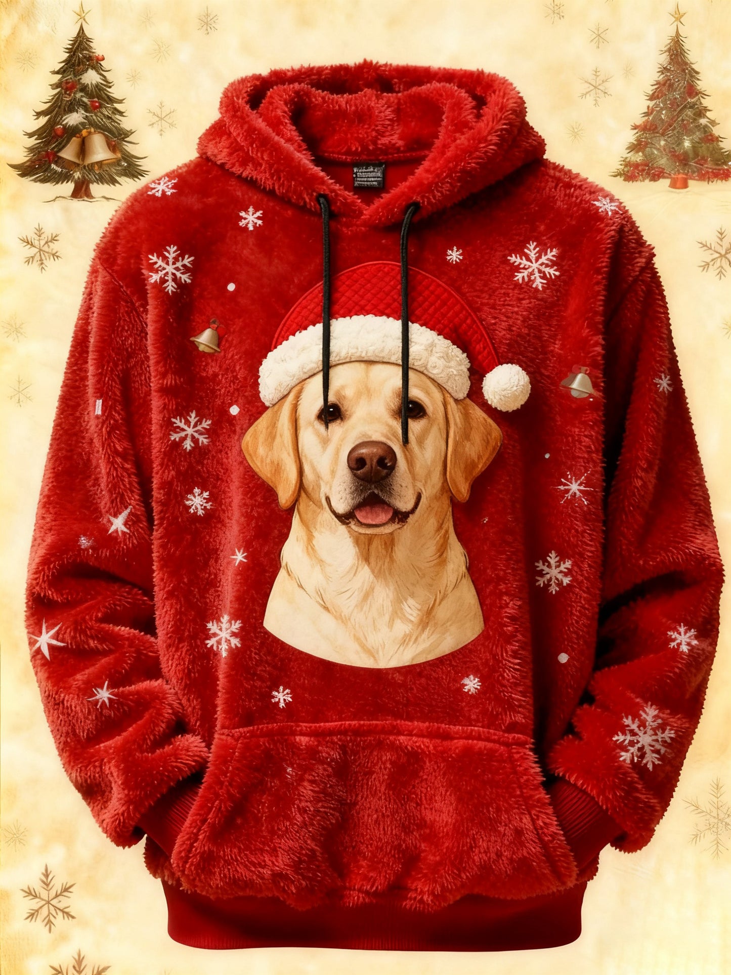 Sweat à capuche imprimé chien de Noël vintage pour femmes