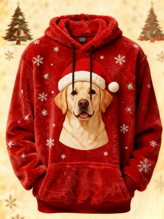 Sweat à capuche imprimé chien de Noël vintage pour femmes