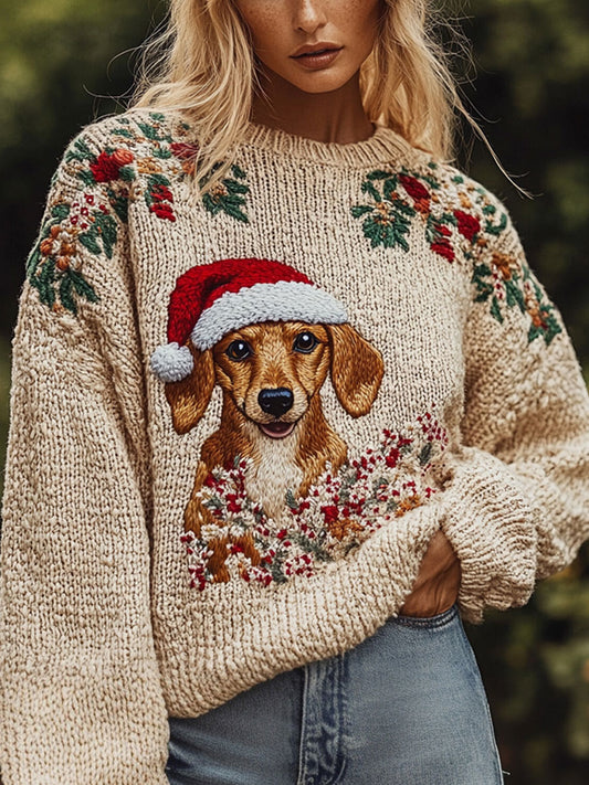 Sweatshirt Teckel de Noël pour femmes