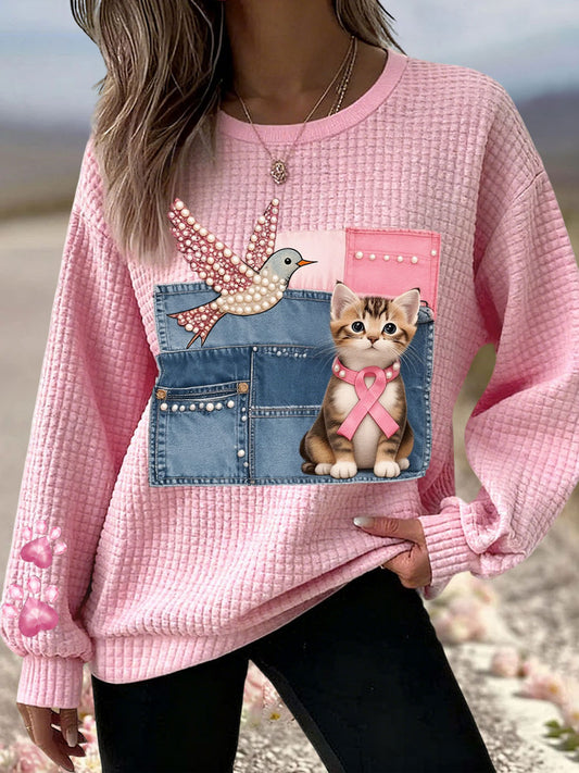 Femmes de sensibilisation au cancer du sein Cat Hummingbird Sweatshirts