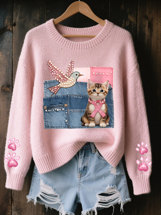 Women's Breast Cancer Awareness Cat Colibri Tops