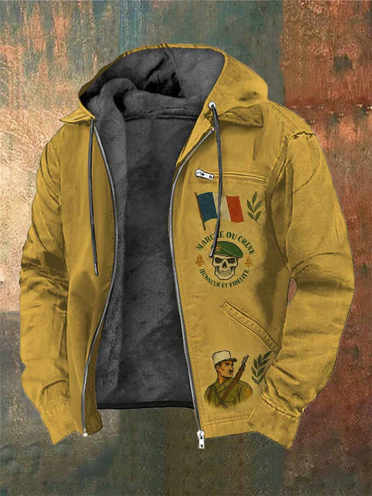 Manteau Vintage Régiment Étranger Français Imprimé À Capuche