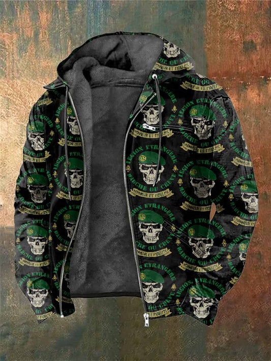Manteau Vintage Régiment Étranger Français Imprimé À Capuche