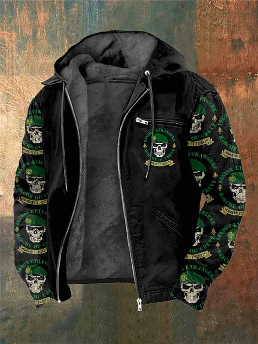 Manteau Vintage Régiment Étranger Français Imprimé À Capuche