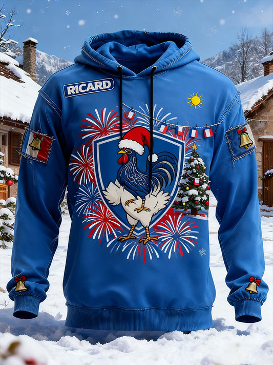 Sweat à capuche décontracté pour homme Drapeau français Ricard