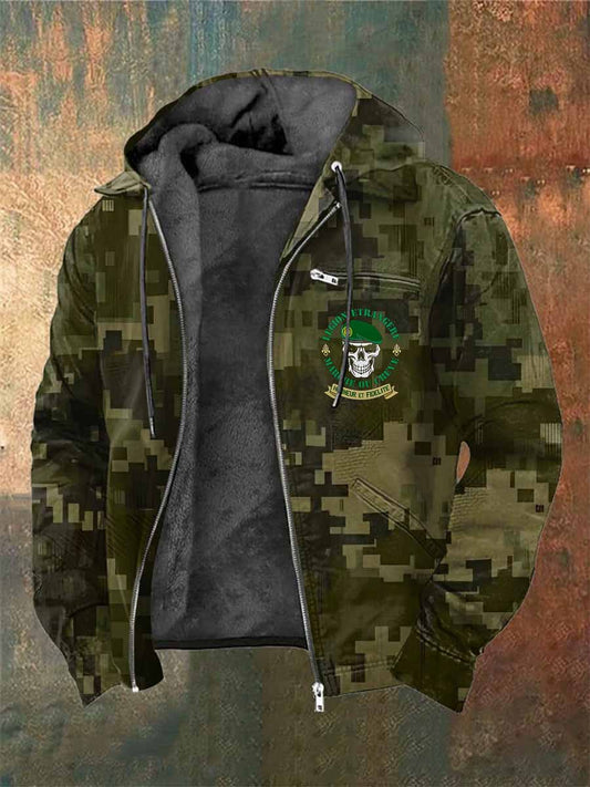 Manteau Vintage Régiment Étranger Français Imprimé À Capuche