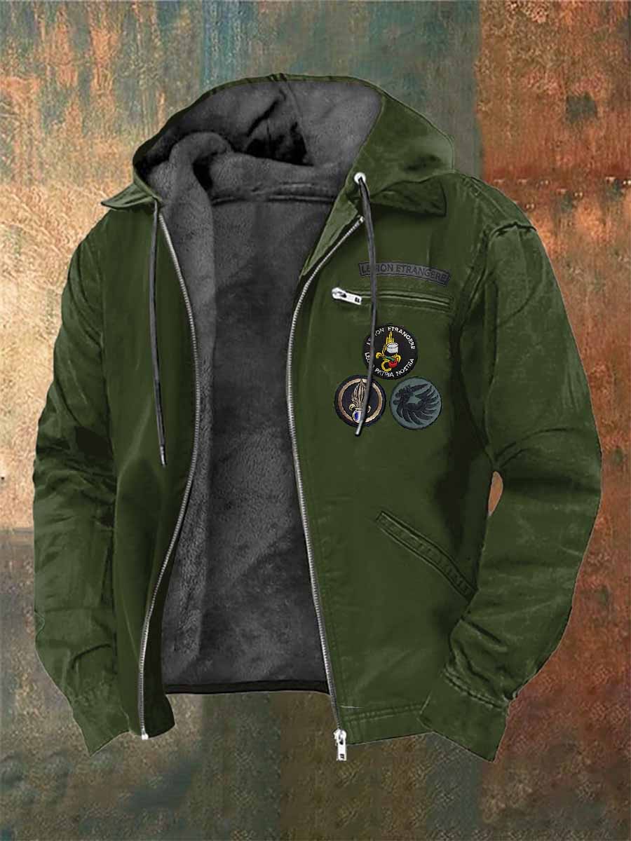 Manteau Vintage Régiment Étranger Français Imprimé À Capuche