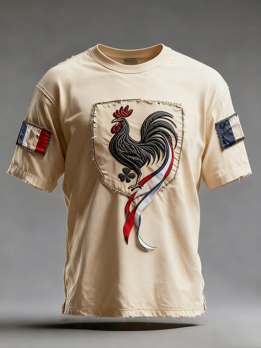 Drapeau Français Vintage Ricard des hommes en détresse T-shirt décontracté