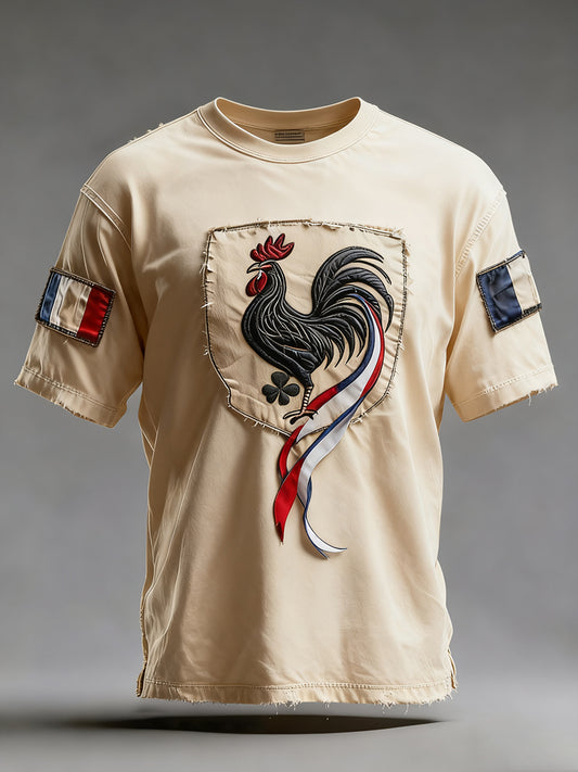 Drapeau Français Vintage Ricard des hommes en détresse T-shirt décontracté