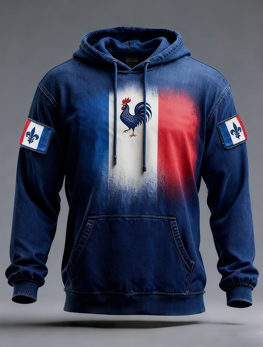 Sweat à capuche décontracté pour homme Drapeau français Ricard