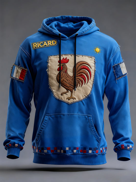 Sweat à capuche décontracté pour homme Drapeau français Ricard