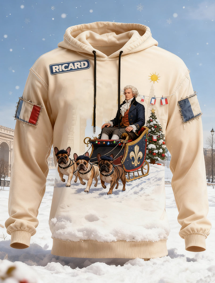 Sweat à capuche décontracté pour homme Drapeau français Ricard