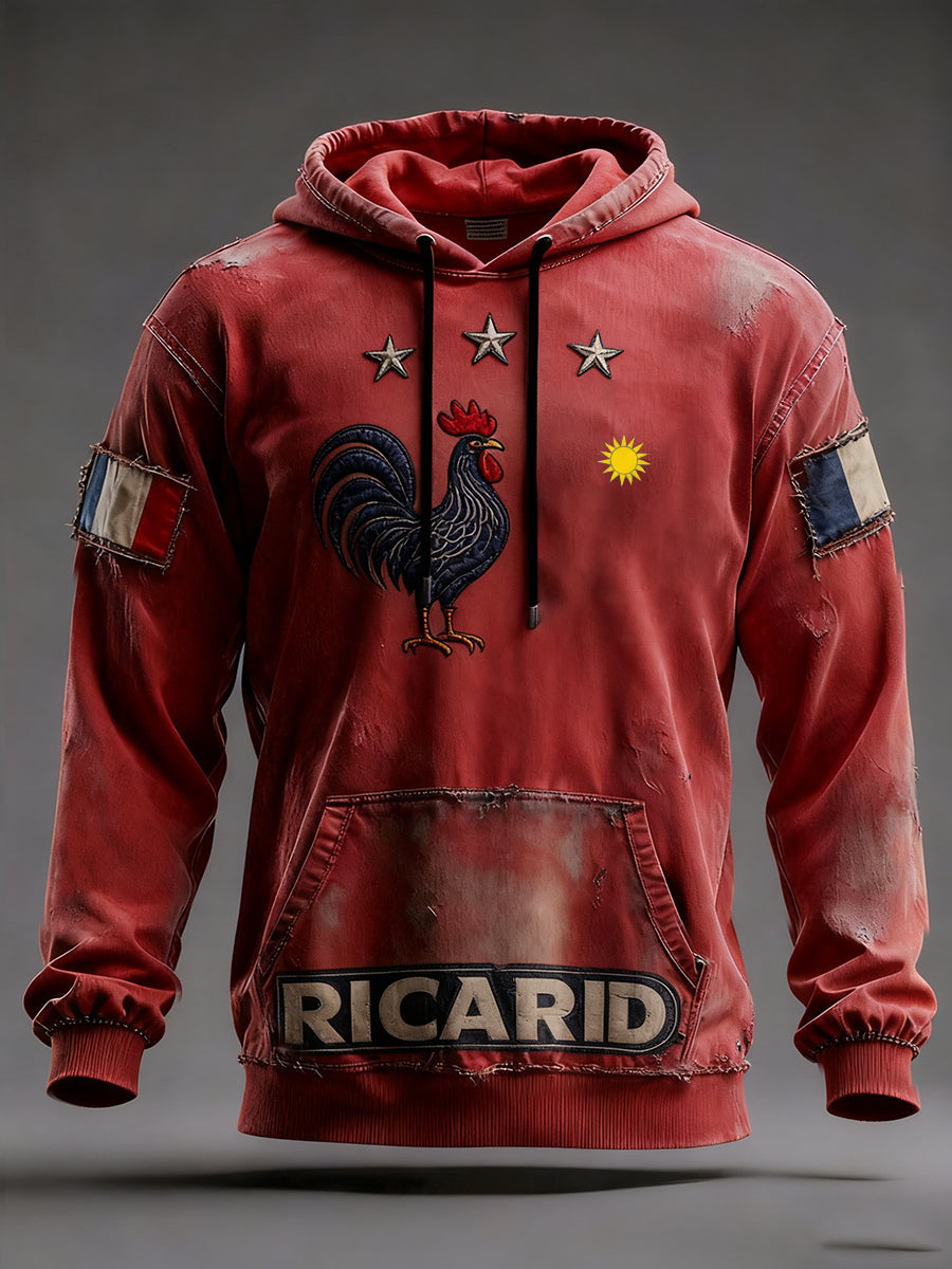 Sweat à capuche décontracté pour homme Drapeau français Ricard