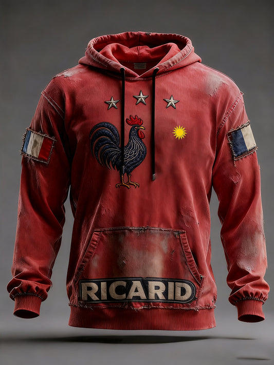Sweat à capuche décontracté pour homme Drapeau français Ricard
