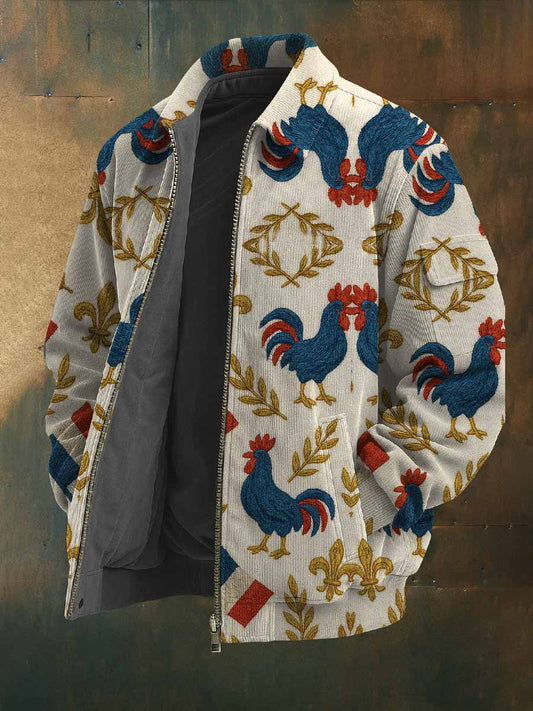 Manteau de veste vintage à motif coq français