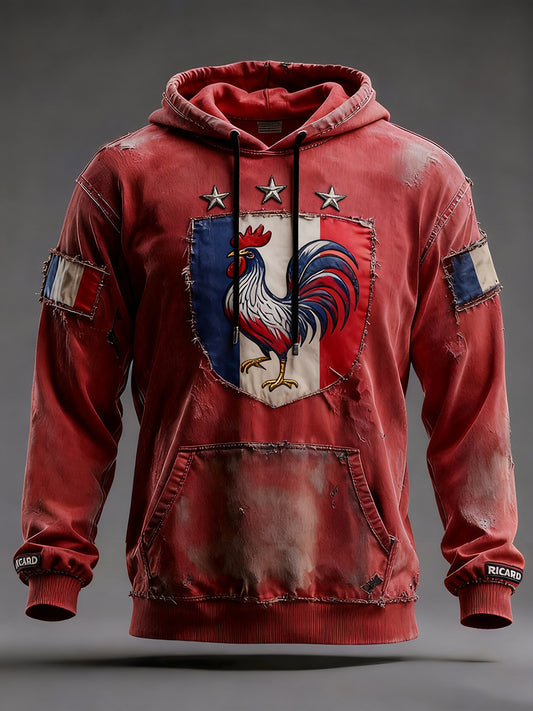 Sweat à capuche décontracté pour homme Drapeau français Ricard