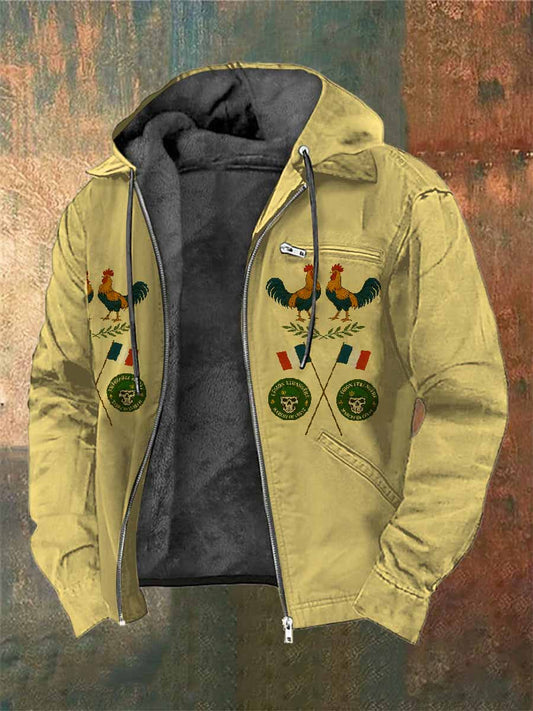 Manteau À Capuche Vintage Coq Français Imprimé