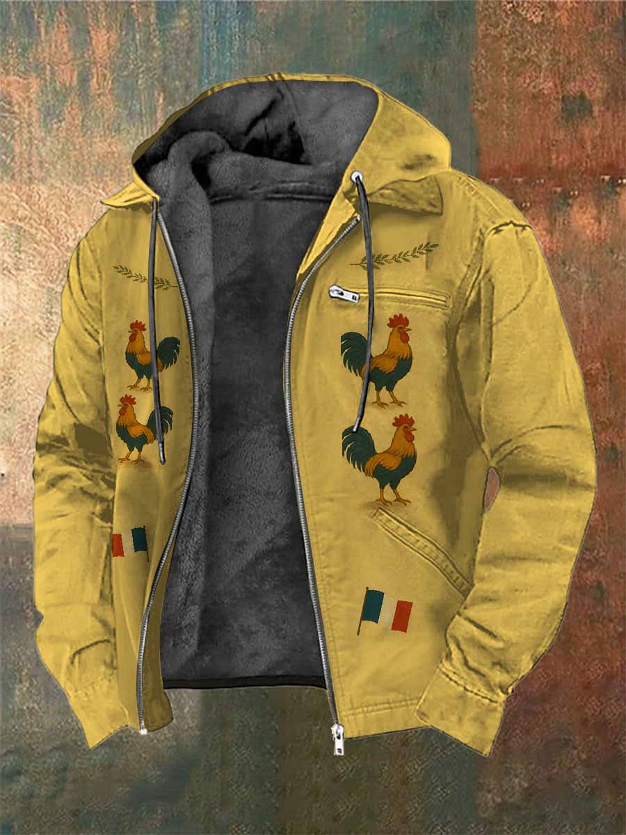 Manteau À Capuche Vintage Coq Français Imprimé