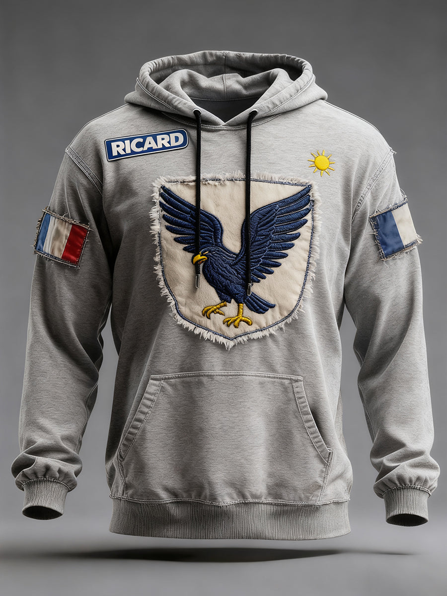 Sweat à capuche décontracté pour homme Drapeau français Ricard