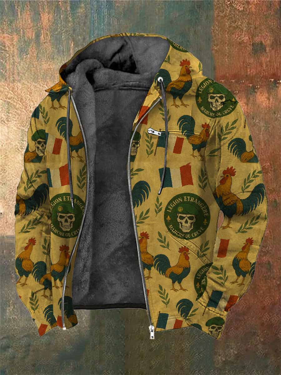Manteau À Capuche Vintage Coq Français Imprimé