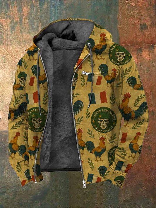 Manteau À Capuche Vintage Coq Français Imprimé