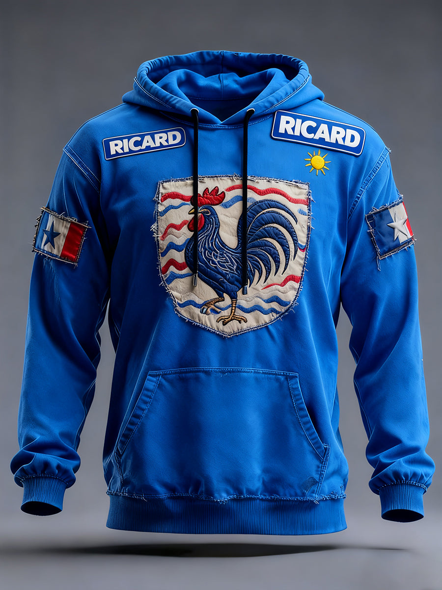 Sweat à capuche décontracté pour homme Drapeau français Ricard