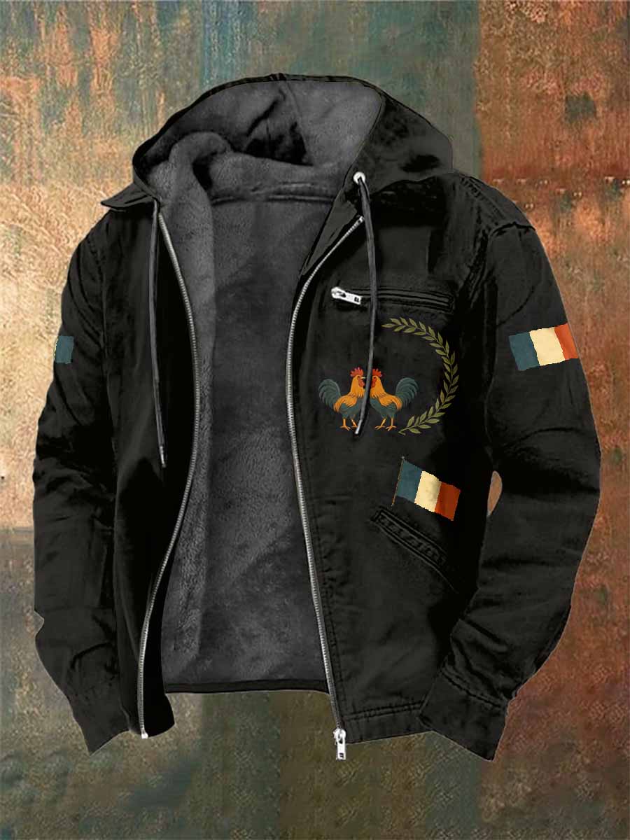 Manteau À Capuche Vintage Coq Français Imprimé