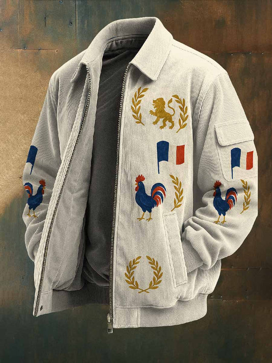 Manteau de veste vintage à motif coq français