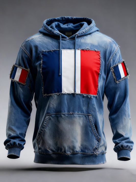 Sweat à capuche décontracté pour homme Drapeau français Ricard