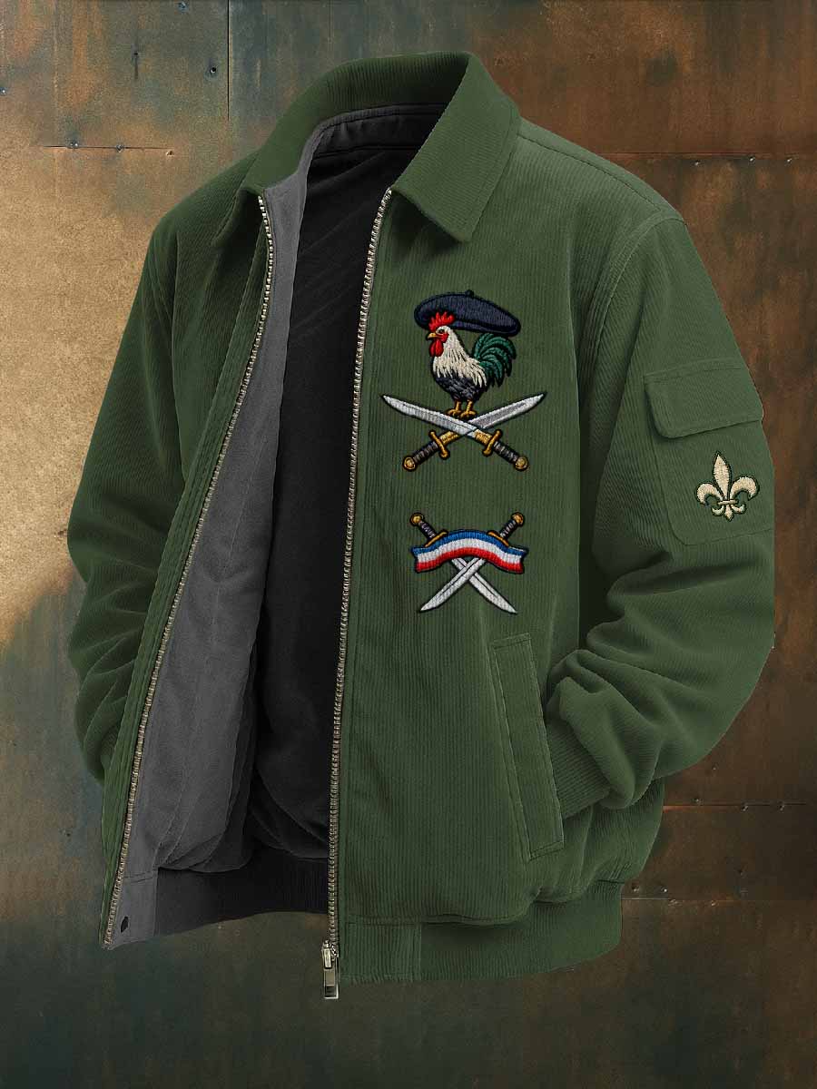 Veste À Imprimé Coq Français Rétro