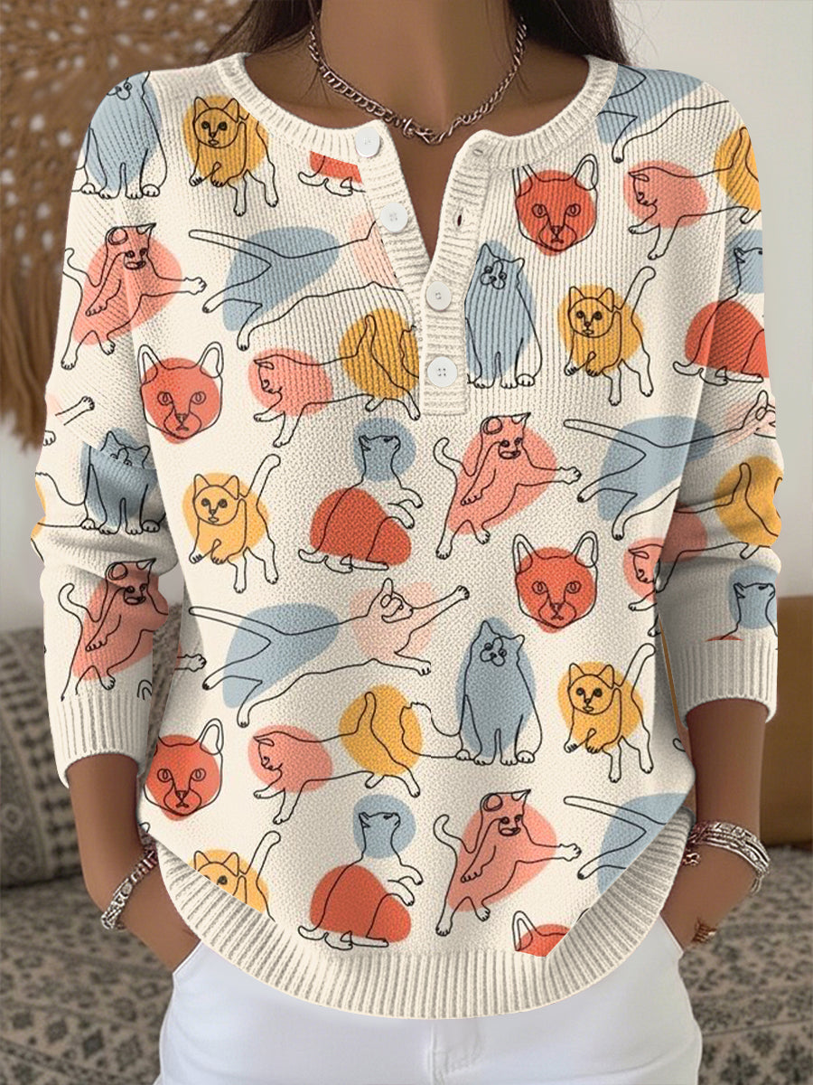 Haut en tricot imprimé animal Femme