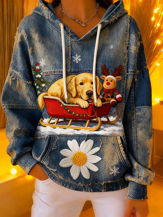 Vintage Animal Art Print à capuche rétro décontracté pour femmes