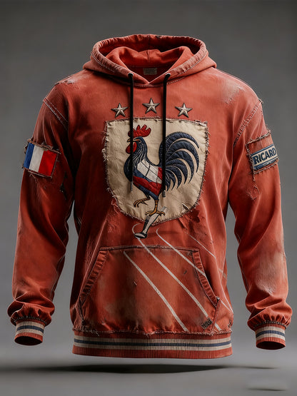 Sweat à capuche décontracté pour homme Drapeau français Ricard