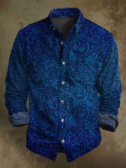 Chemise à manches longues décontractée à imprimé floral vintage