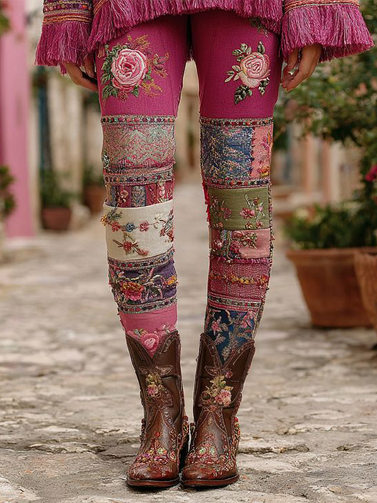 Bas botaniques à imprimé floral pour femmes