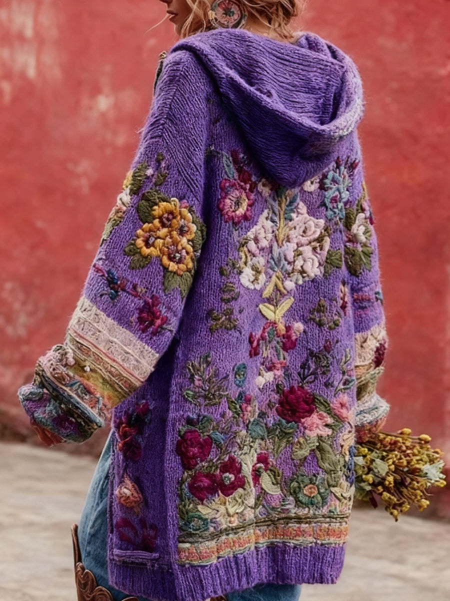 Women's Breast Cancer Awareness Bouton Floral Cardigan Pull à capuche