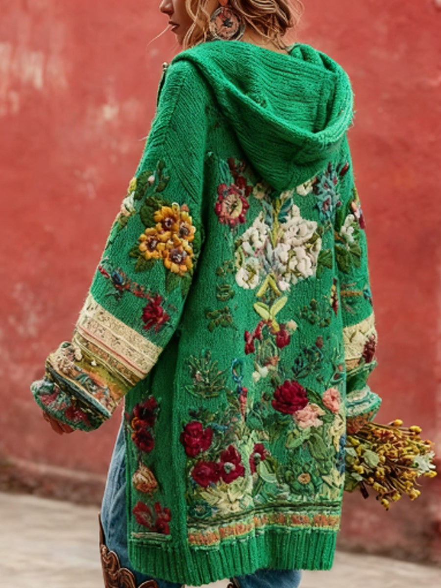 Women's Breast Cancer Awareness Bouton Floral Cardigan Pull à capuche