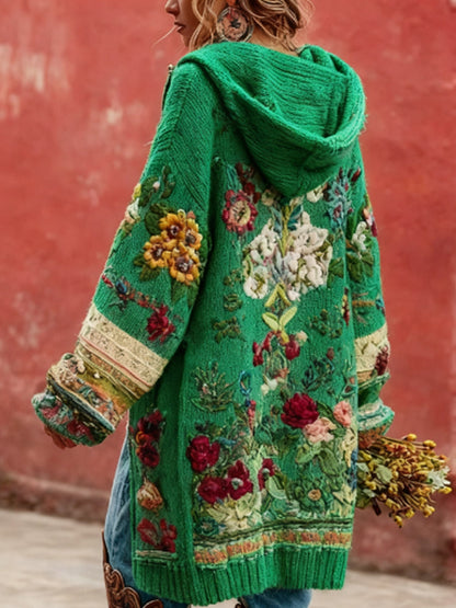 Women's Breast Cancer Awareness Bouton Floral Cardigan Pull à capuche