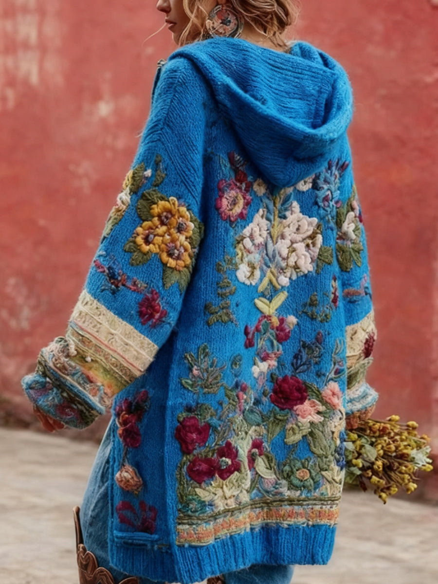 Women's Breast Cancer Awareness Bouton Floral Cardigan Pull à capuche