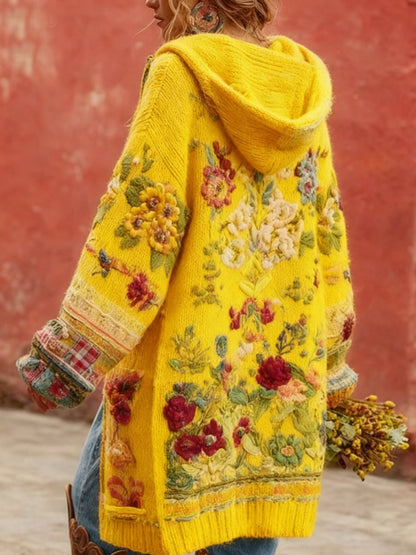 Women's Breast Cancer Awareness Bouton Floral Cardigan Pull à capuche