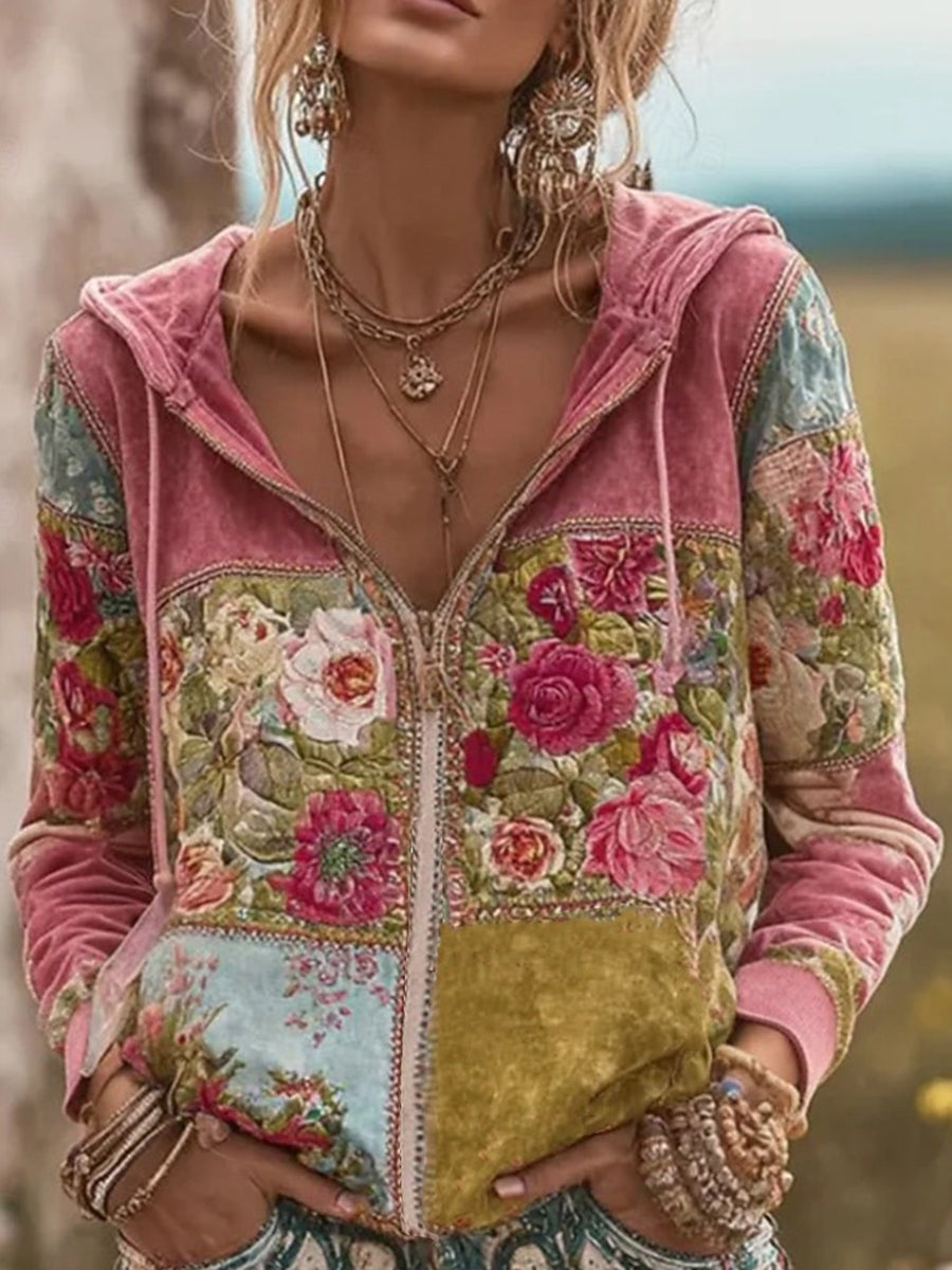 Cardigan Décontracté Femme Rose Imprimé Floral