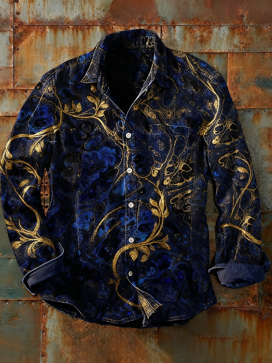 Rétro Art Abstrait Print Casual Chemise à manches longues pour hommes