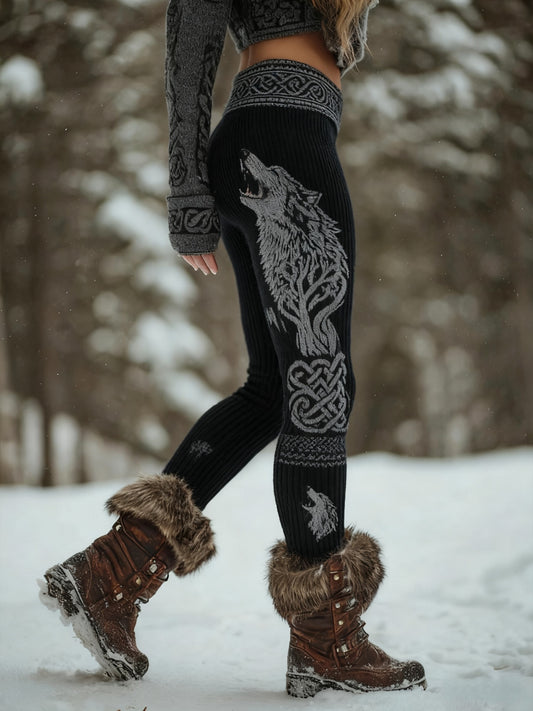 Femmes Viking Wolf Celtic Knot Arbre De Vie Gradient Sport Stretch Leggings