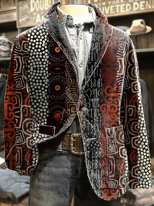 Veste Homme Style Ethnique Rétro Western Imprimé