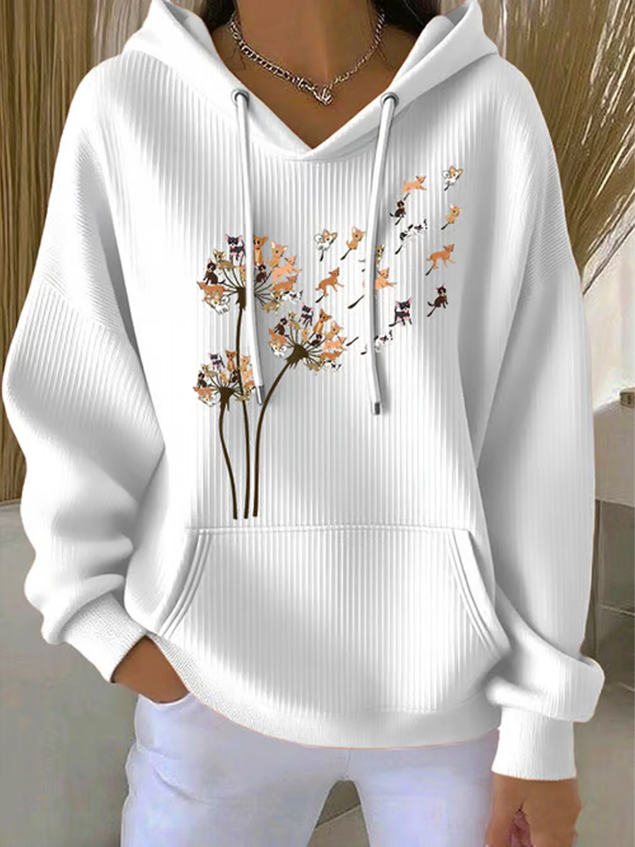 Sweat à capuche décontracté à imprimé chihuahuas pour femmes