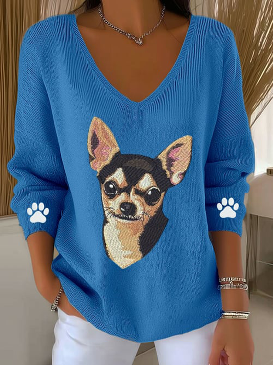 Haut à manches longues pour femmes Cute Dog