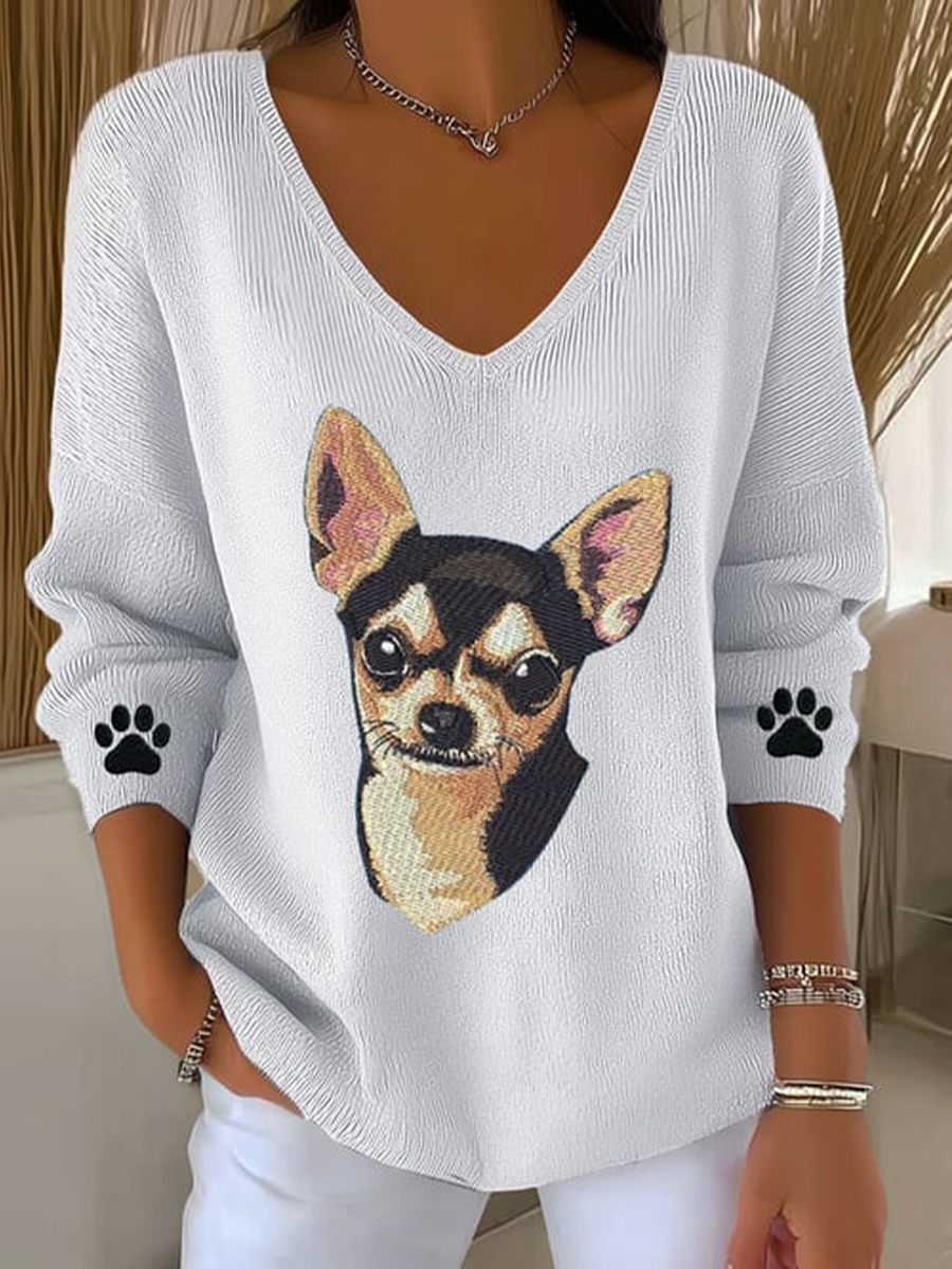 Haut à manches longues pour femmes Cute Dog