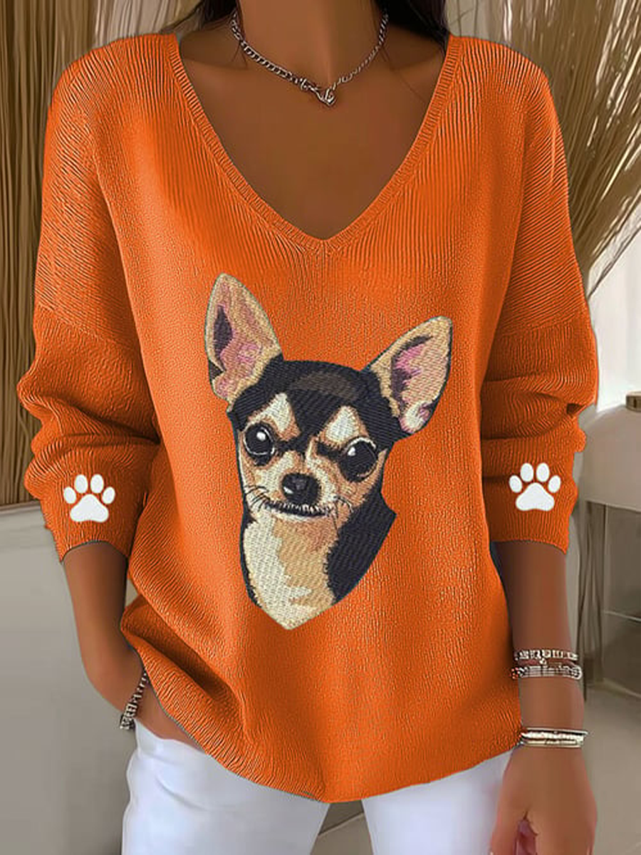 Haut à manches longues pour femmes Cute Dog