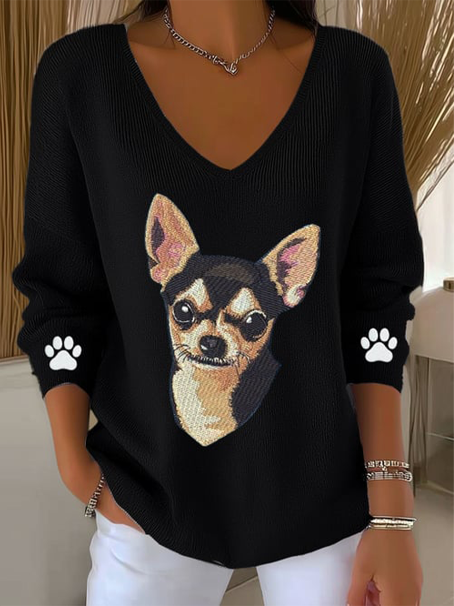 Haut à manches longues pour femmes Cute Dog